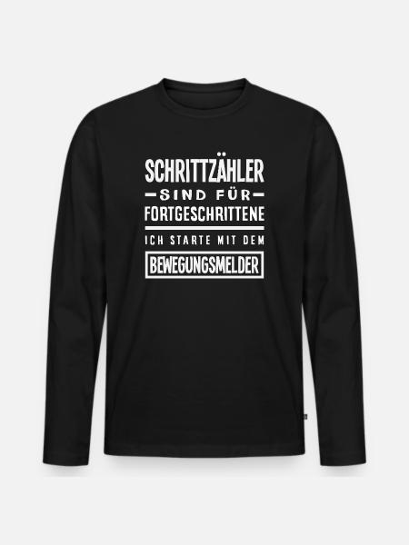 Schrittzähler? Ich nutze den Bewegungsmelder - Männer Premium Bio Langarmshirt - Schwarz