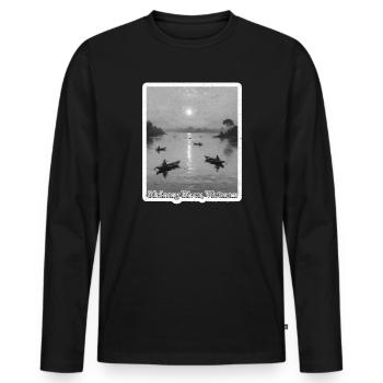Clair de lune du Mékong au bord du fleuve - T-shirt manches longues Premium bio Homme - noir - Devant - Nico (187cm)