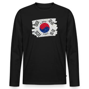 K-Wave Vibes Korea Flag Mosaic Design - Men's Premium Organic Long Sleeve Shirt - black - Front - Nico (187cm)