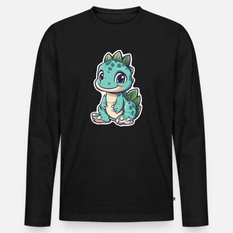 Dinosaurier - Männer Premium Bio Langarmshirt - Schwarz