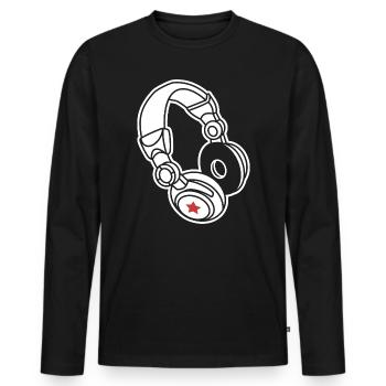 Headphones Star: Music & Party Vibes - Men's Premium Organic Long Sleeve Shirt - black - Front - Nico (187cm)