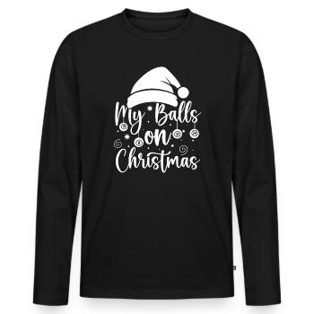 Joueur de bingo Mes boules sur le bingo de Noël - T-shirt manches longues Premium bio Homme - noir - Devant - Nico (187cm)