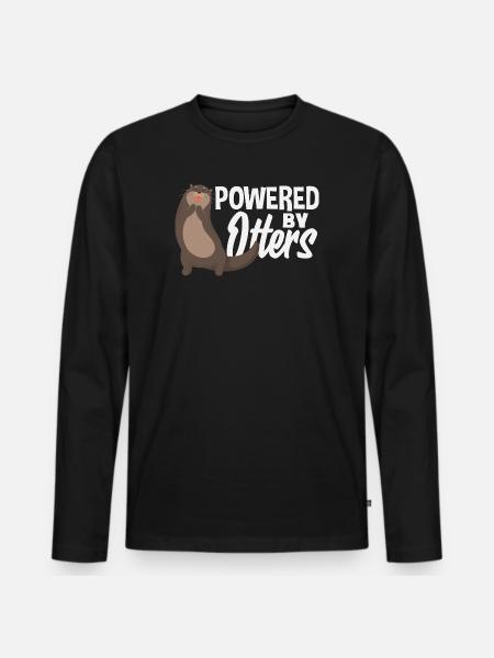 Powered by Sea Otter Cartoon - Men's Premium Organic Long Sleeve Shirt - black