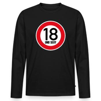 18th Birthday Sexy Shield Tempo 18 and Sexy 18 - Men's Premium Organic Long Sleeve Shirt - black - Front - Nico (187cm)