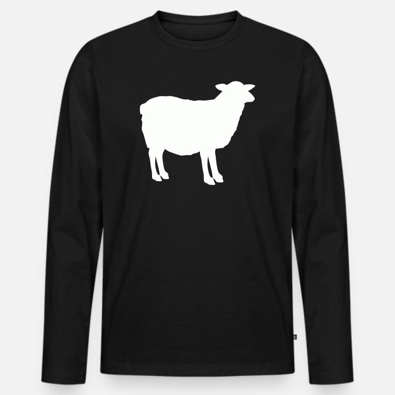 Schaf Silhouette - Männer Premium Bio Langarmshirt - Schwarz