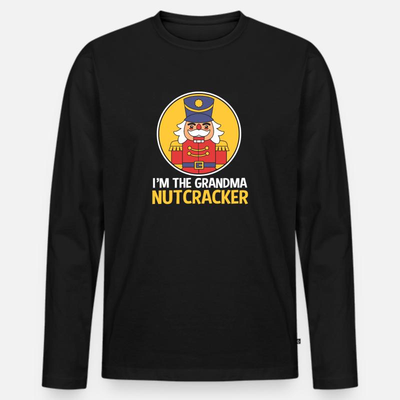 Weihnachten Nussknacker Oma Großmutter Omi - Männer Premium Bio Langarmshirt - Schwarz