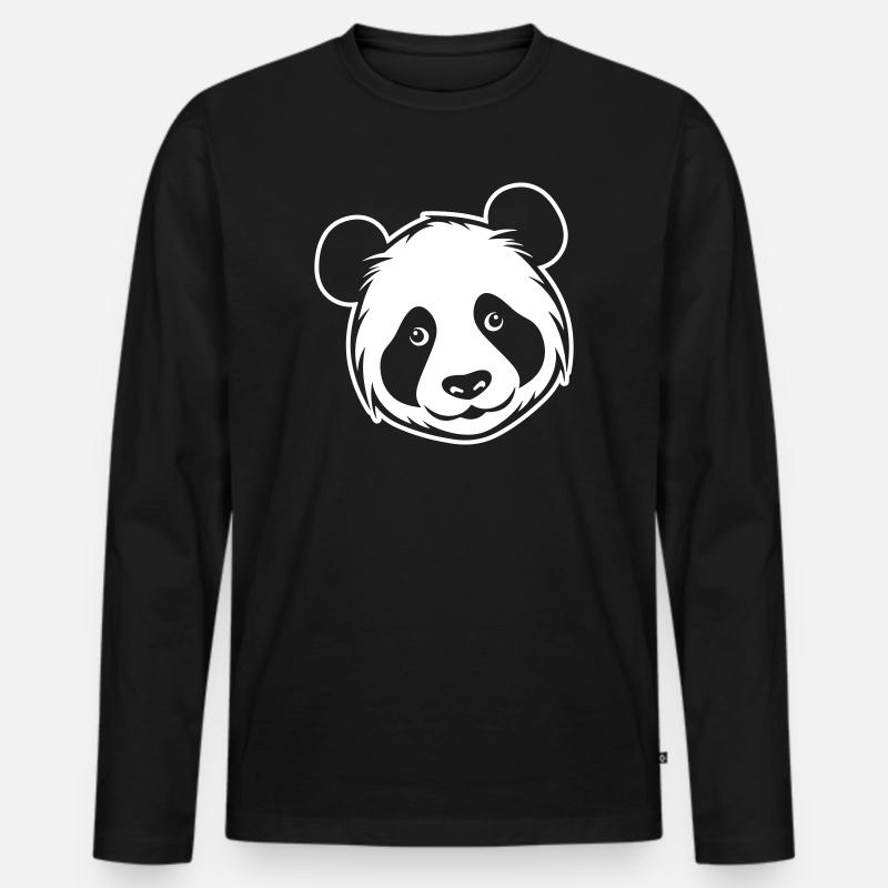 Panda Kopf - Männer Premium Bio Langarmshirt - Schwarz