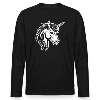 Einhorn Kopf - Männer Premium Bio Langarmshirt - Schwarz - Vorne - Nico (187cm)