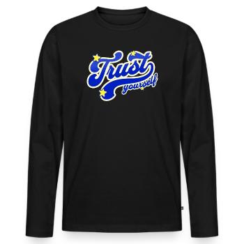 Confiance en soi Script Étoilé - T-shirt manches longues Premium bio Homme - noir - Devant - Nico (187cm)