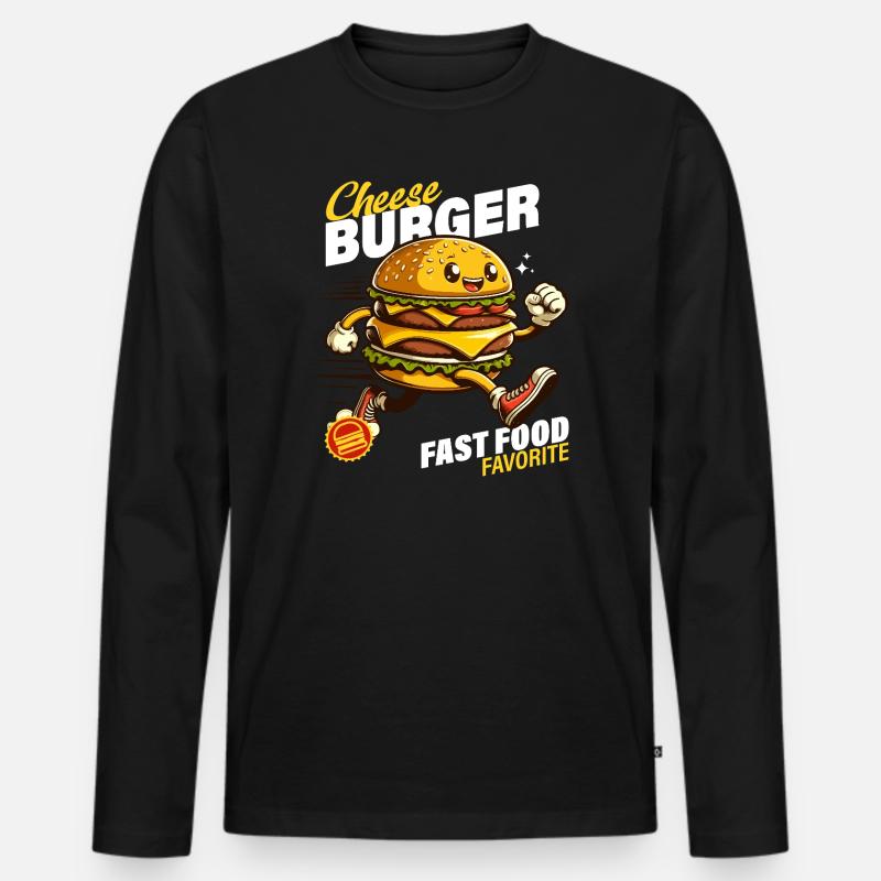 Animierter Sprint Cheeseburger - Männer Premium Bio Langarmshirt - Schwarz