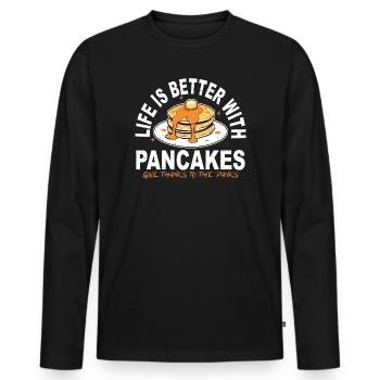 Better Life Pancakes - Men's Premium Organic Long Sleeve Shirt - black - Front - Nico (187cm)