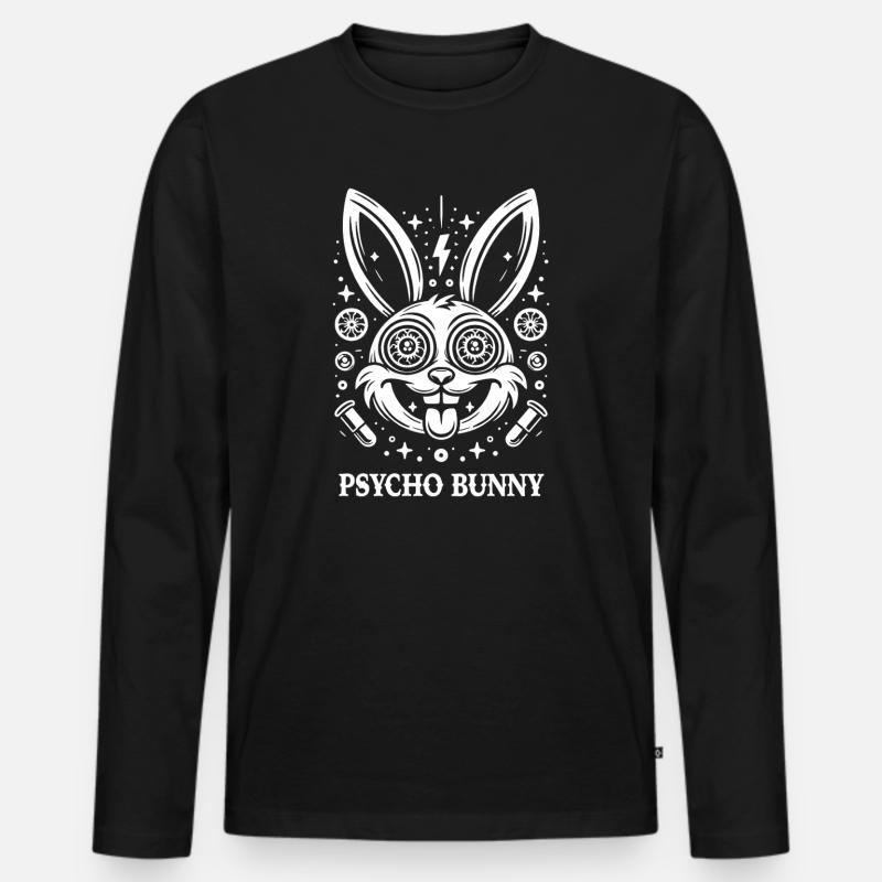 Psycho Bunny Neon Psychedelia - Männer Premium Bio Langarmshirt - Schwarz
