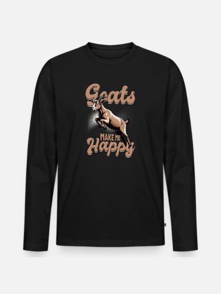 Funny Farm Animal Goat - Men's Premium Organic Long Sleeve Shirt - black