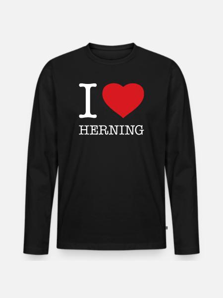 I love Herning - Men's Premium Organic Long Sleeve Shirt - black