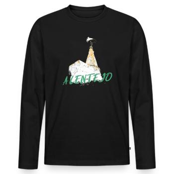 Kamin mit typischem Alentejo-Storch - Männer Premium Bio Langarmshirt - Schwarz - Vorne - Nico (187cm)