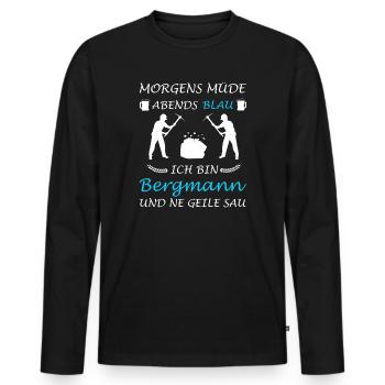 Miner Miner Buddy Coal Mine - Men's Premium Organic Long Sleeve Shirt - black - Front - Nico (187cm)