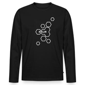 Nom Malin - T-shirt manches longues Premium bio Homme - noir - Devant - Nico (187cm)