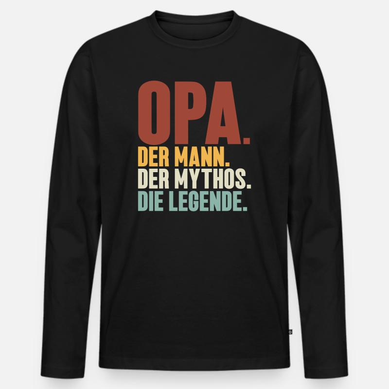 Opa Der Mann Der Mythos Die Legende - Männer Premium Bio Langarmshirt - Schwarz
