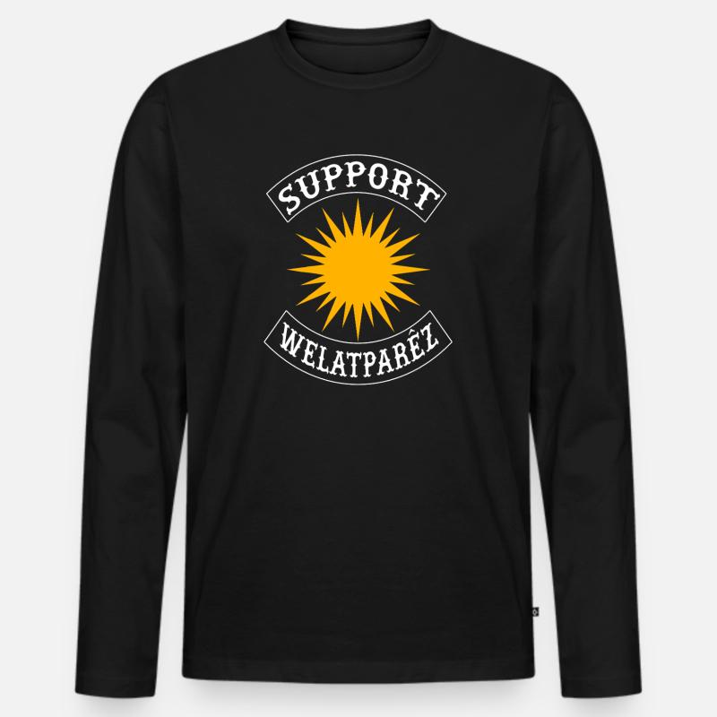 Kurdistan sonne - Männer Premium Bio Langarmshirt - Schwarz