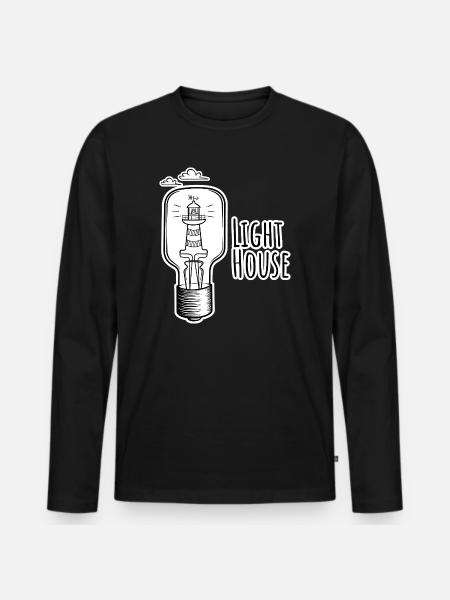 Leutchtturm in einer Glühbirne - Light-House - Men's Premium Organic Long Sleeve Shirt - black
