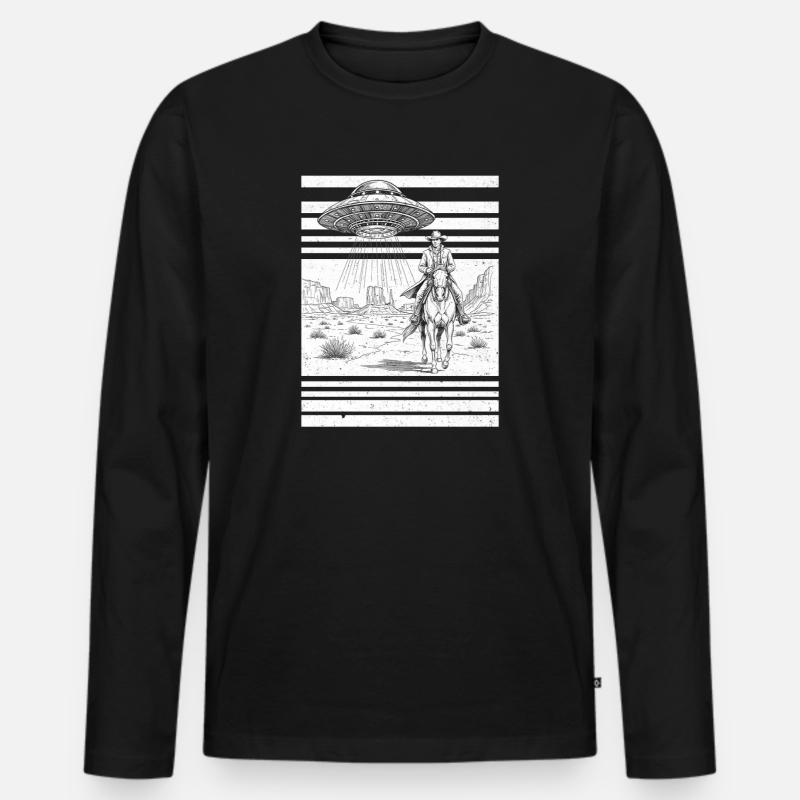 UFO Western Ritter - Männer Premium Bio Langarmshirt - Schwarz