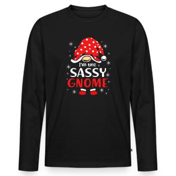 Gnom - Männer Premium Bio Langarmshirt - Schwarz - Vorne - Nico (187cm)