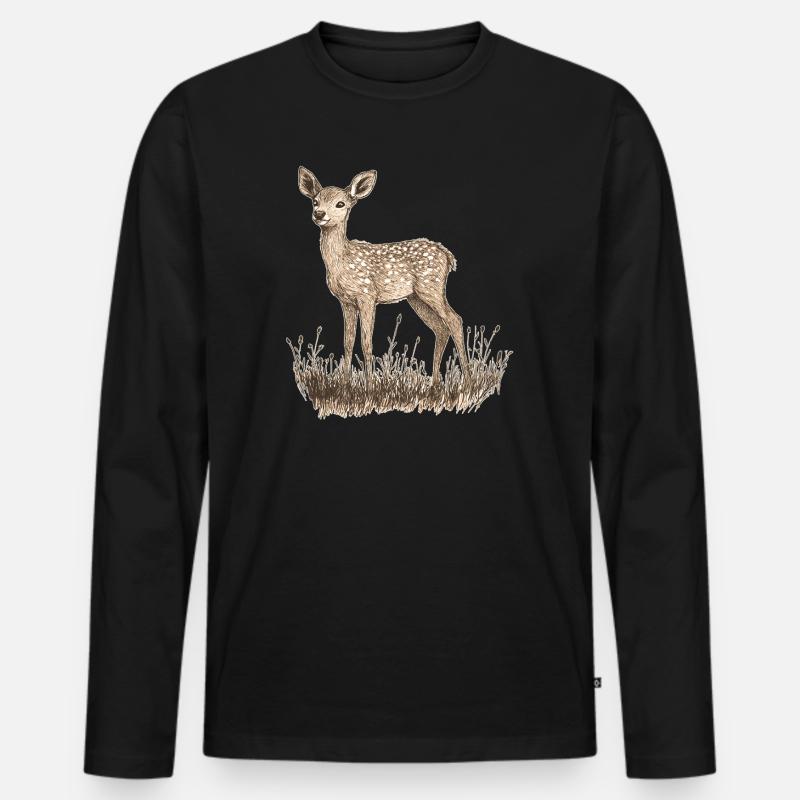 Reh - Männer Premium Bio Langarmshirt - Schwarz
