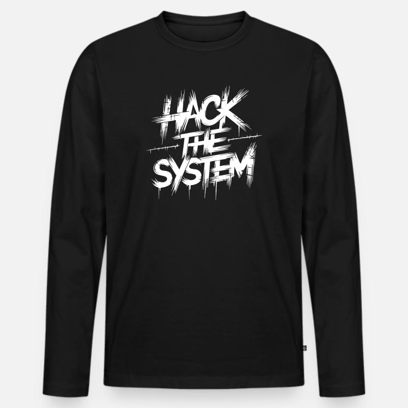 Hack the System Graffiti - Männer Premium Bio Langarmshirt - Schwarz