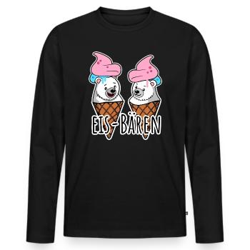 Zwei leckere Eis Bären an der Eisdiele - Männer Premium Bio Langarmshirt - Schwarz - Vorne - Nico (187cm)