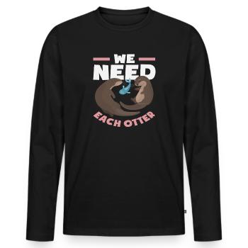 Seeotter Wir Brauchen Jeden Otter - Männer Premium Bio Langarmshirt - Schwarz - Vorne - Nico (187cm)