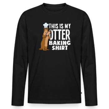 Seeotter Cartoon Backen Shirt - Männer Premium Bio Langarmshirt - Schwarz - Vorne - Nico (187cm)