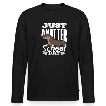 Seeotter Cartoon School Day - Männer Premium Bio Langarmshirt - Schwarz - Vorne - Nico (187cm)
