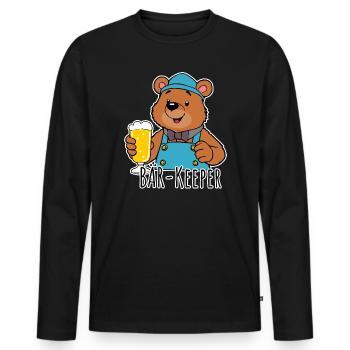 Le gardien d’ours a une bière fraîche pour vous ! - T-shirt manches longues Premium bio Homme - noir - Devant - Nico (187cm)