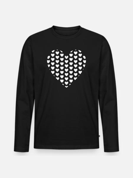 Heart mosaic made of small hearts - Men's Premium Organic Long Sleeve Shirt - black