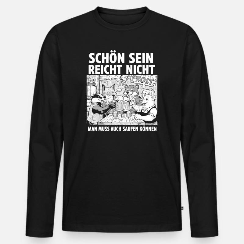 Prostfreunde am Biertisch - Männer Premium Bio Langarmshirt - Schwarz