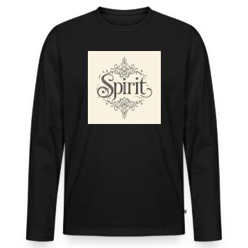 Spirit Ornament Floral Font - Men's Premium Organic Long Sleeve Shirt - black - Front - Nico (187cm)