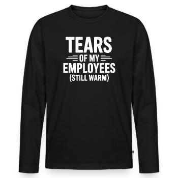 Les larmes de mes employés Drôle de patrons Journée - T-shirt manches longues Premium bio Homme - noir - Devant - Nico (187cm)