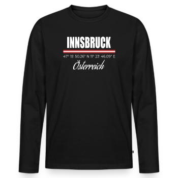 Innsbruck - Men's Premium Organic Long Sleeve Shirt - black - Front - Nico (187cm)