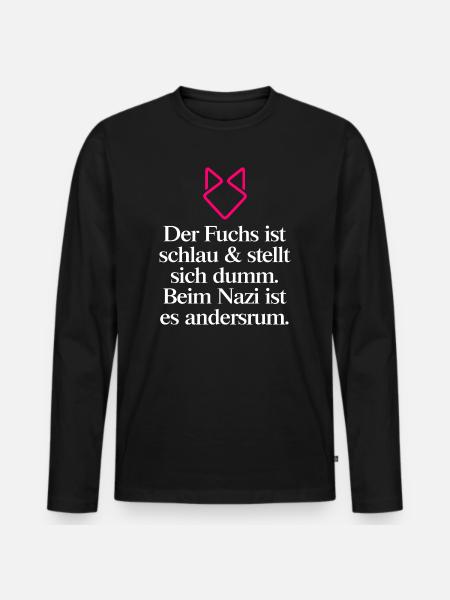 Gegen Rechts - Männer Premium Bio Langarmshirt - Schwarz