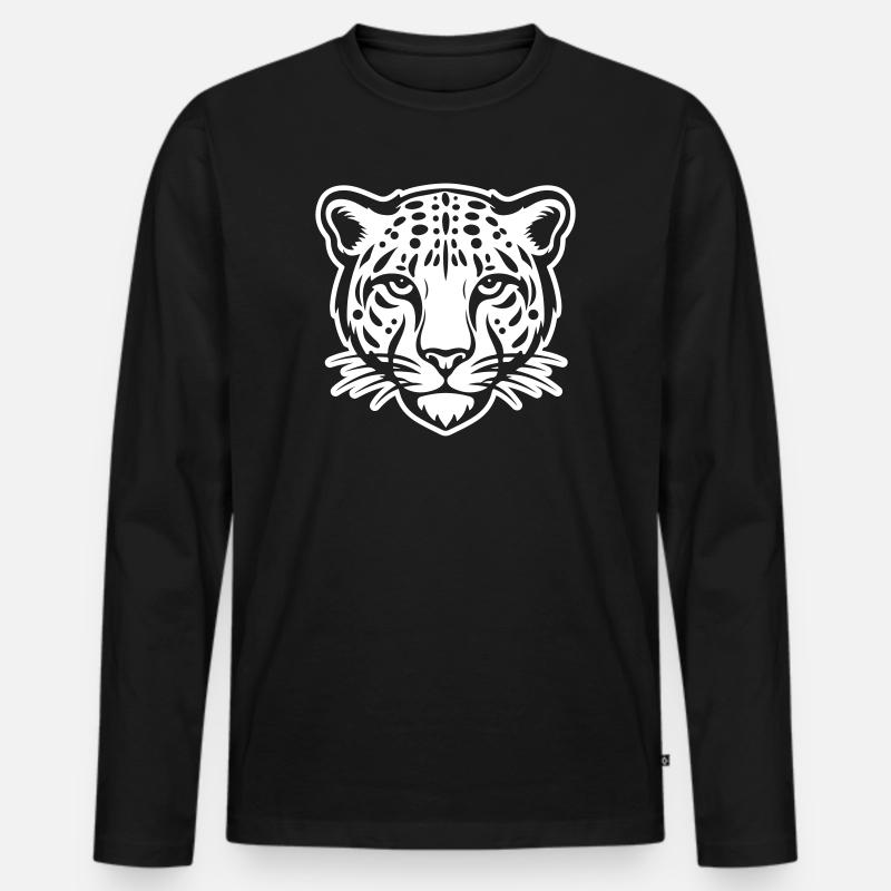 Gepard Kopf - Männer Premium Bio Langarmshirt - Schwarz