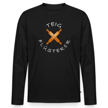Lustiger Bäcker Spruch backen Teigflüsterer - Männer Premium Bio Langarmshirt - Schwarz - Vorne - Nico (187cm)