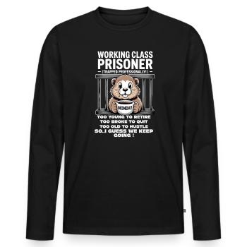Monday Trapped Work Funny Work Outfit - Men's Premium Organic Long Sleeve Shirt - black - Front - Nico (187cm)