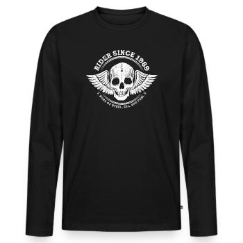 Motard depuis 1989 - 36 ans de pure passion pour les motards - T-shirt manches longues Premium bio Homme - noir - Devant - Nico (187cm)