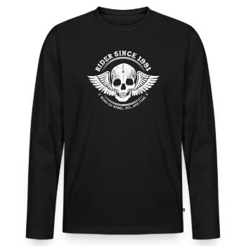 Cycliste depuis 1991 - 34 ans de routes ouvertes et - T-shirt manches longues Premium bio Homme - noir - Devant - Nico (187cm)