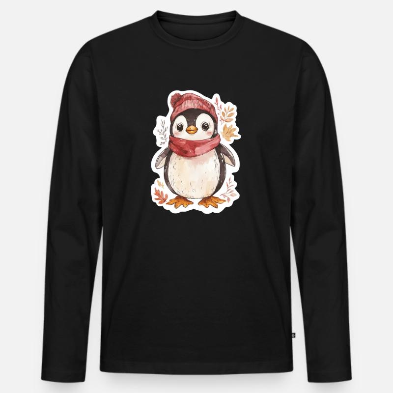 Pinguin - Männer Premium Bio Langarmshirt - Schwarz