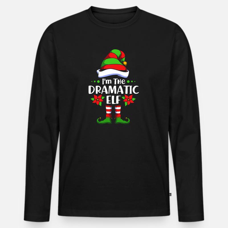Elfe Elf Weihnachtsgeschenk Dramaqueen Drama - Männer Premium Bio Langarmshirt - Schwarz