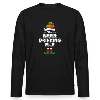 Elf Elf Cadeau de Noël Bière Fête Alcool - T-shirt manches longues Premium bio Homme - noir - Devant - Nico (187cm)