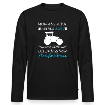 Construction de routes Ouvriers du bâtiment - T-shirt manches longues Premium bio Homme - noir - Devant - Nico (187cm)