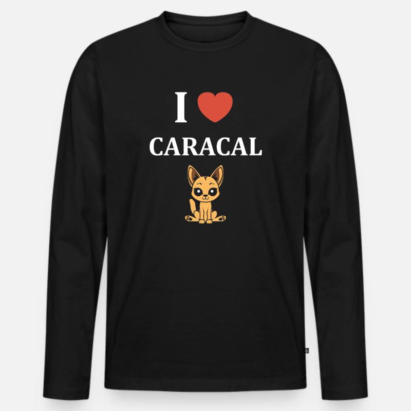 Ich liebe Caracal - Männer Premium Bio Langarmshirt - Schwarz