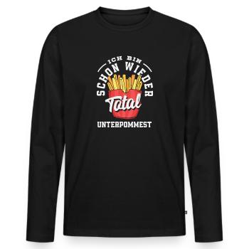 Totally underpommest again – French fries joke - Men's Premium Organic Long Sleeve Shirt - black - Front - Nico (187cm)